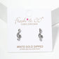 18K Gold Dipped CZ Pave G Clef Musical Note Post Stud Earrings