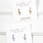 18K Gold Dipped CZ Pave G Clef Musical Note Post Stud Earrings
