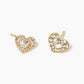 18K Gold Dipped CZ Pave Heart Post Stud Earrings