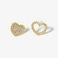 18K Gold Dipped CZ Pave Heart Post Stud Earrings