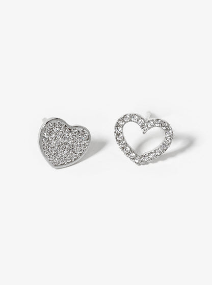 18K Gold Dipped CZ Pave Heart Post Stud Earrings