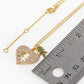 18K Gold Dipped CZ Pave Heart And Christmas Tree Pendant Necklace