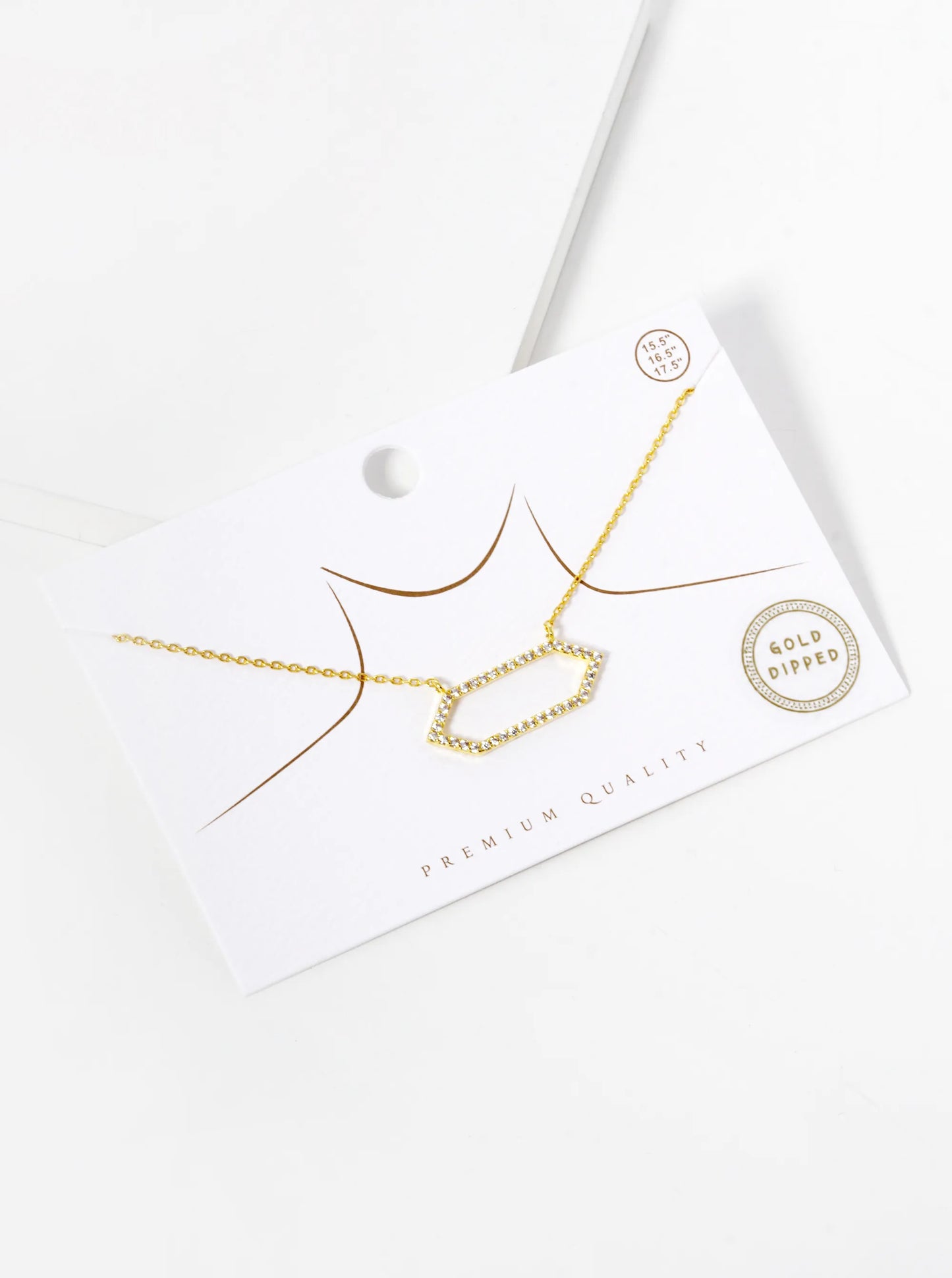 18K Gold Dipped CZ Pave Hexagon Pendant Necklace