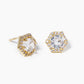 18K Gold Dipped CZ Pave Hexagon Post Stud Earrings