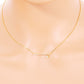 18K Gold Dipped CZ Pave Horizontal Bar Pendant Delicate Necklace