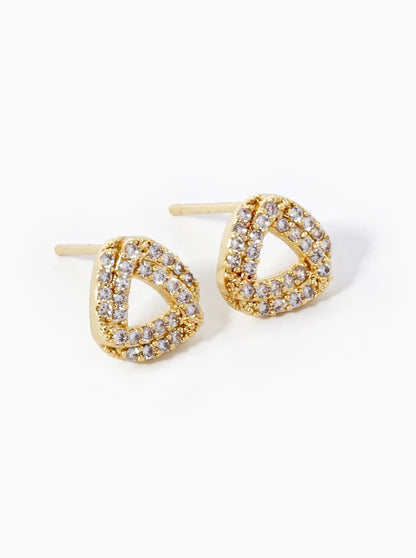 18K Gold Dipped CZ Pave Impossible Triangle Stud Earrings