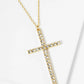18K Gold Dipped CZ Pave Large Sized Cross Pendant Necklace