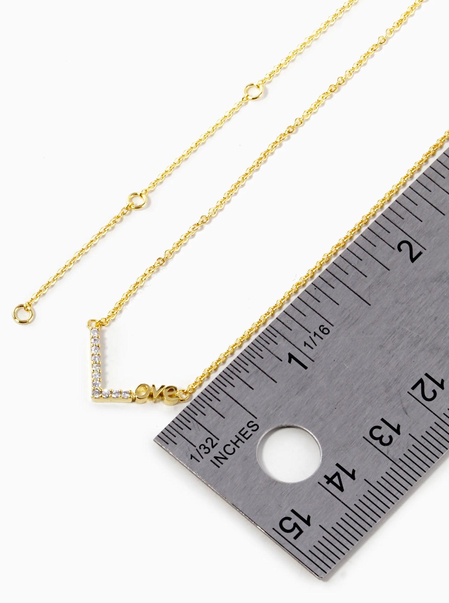18K Gold Dipped CZ Pave Love Chevron Pendant Necklace