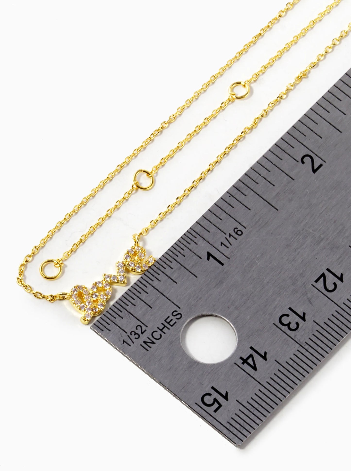 18K Gold Dipped CZ Pave Love Pendant Necklace