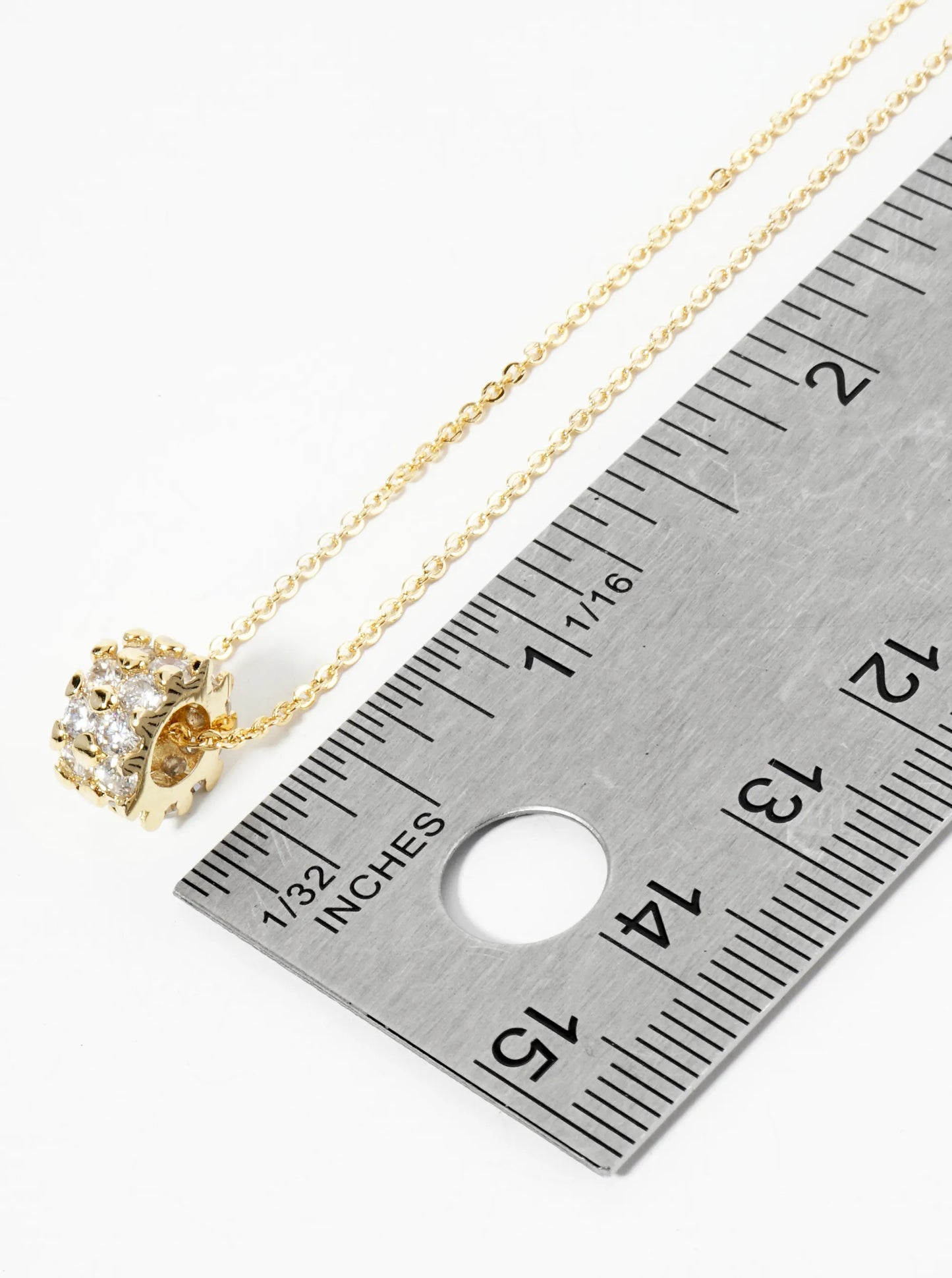 18K Gold Dipped CZ Pave Lucky Wheel Pendant Necklace