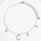 18K Gold Dipped CZ Pave Moon And Star Charm Brass Chain Anklet