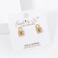 18K Gold Dipped CZ Pave Padlock Stud Earrings