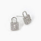 18K Gold Dipped CZ Pave Padlock Stud Earrings