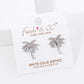 18K Gold Dipped CZ Pave Palm Tree Stud Earrings