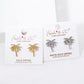 18K Gold Dipped CZ Pave Palm Tree Stud Earrings