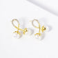 18K Gold Dipped CZ Pave Pearl Drop Cherry Shape Stud Earrings
