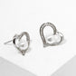 18K Gold Dipped CZ Pave Pearl Heart Post Stud Earrings