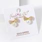 18K Gold Dipped CZ Pave Pearl Ribbon Bow Stud Earrings