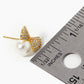 18K Gold Dipped CZ Pave Pearl Ribbon Bow Stud Earrings