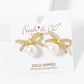 18K Gold Dipped CZ Pave Pearl Ribbon Bow Stud Earrings