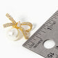 18K Gold Dipped CZ Pave Pearl Ribbon Bow Stud Earrings