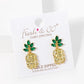 18K Gold Dipped CZ Pave Pineapple Dangle Drop Earrings