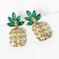 18K Gold Dipped CZ Pave Pineapple Dangle Drop Earrings