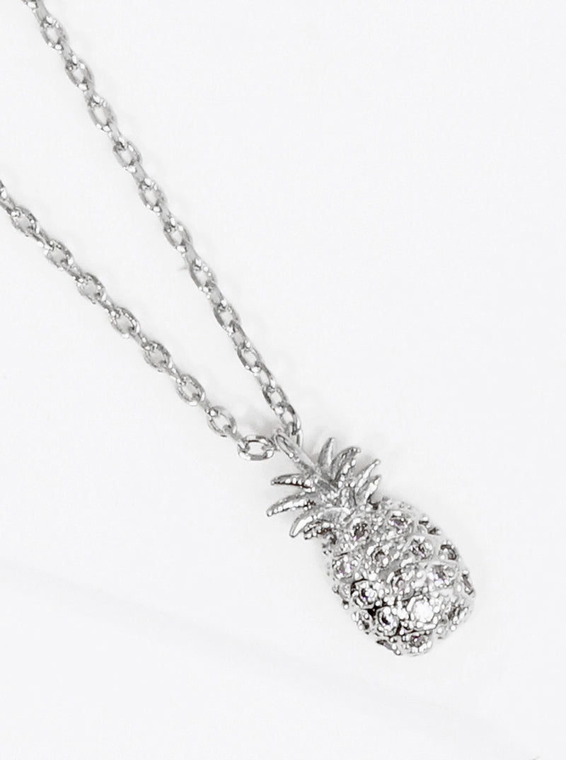 18K Gold Dipped CZ Pave Pineapple Pendant Delicate Necklace