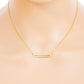 18K Gold Dipped CZ Pave Rectangle Pendant Delicate Necklace