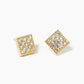 18K Gold Dipped CZ Pave Rhombus Stud Earrings