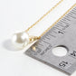 18K Gold Dipped CZ Pave Ribbon Bow Pearl Pendant Necklace
