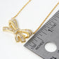 18K Gold Dipped CZ Pave Ribbon Bow Pendant Necklace