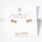 18K Gold Dipped CZ Pave Ribbon Bow Post Stud Earrings