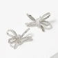 18K Gold Dipped CZ Pave Ribbon Bow Stud Earrings