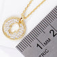 18K Gold Dipped CZ Pave Round Hamsa Pendant Necklace