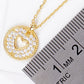 18K Gold Dipped CZ Pave Round Heart Pendant Necklace