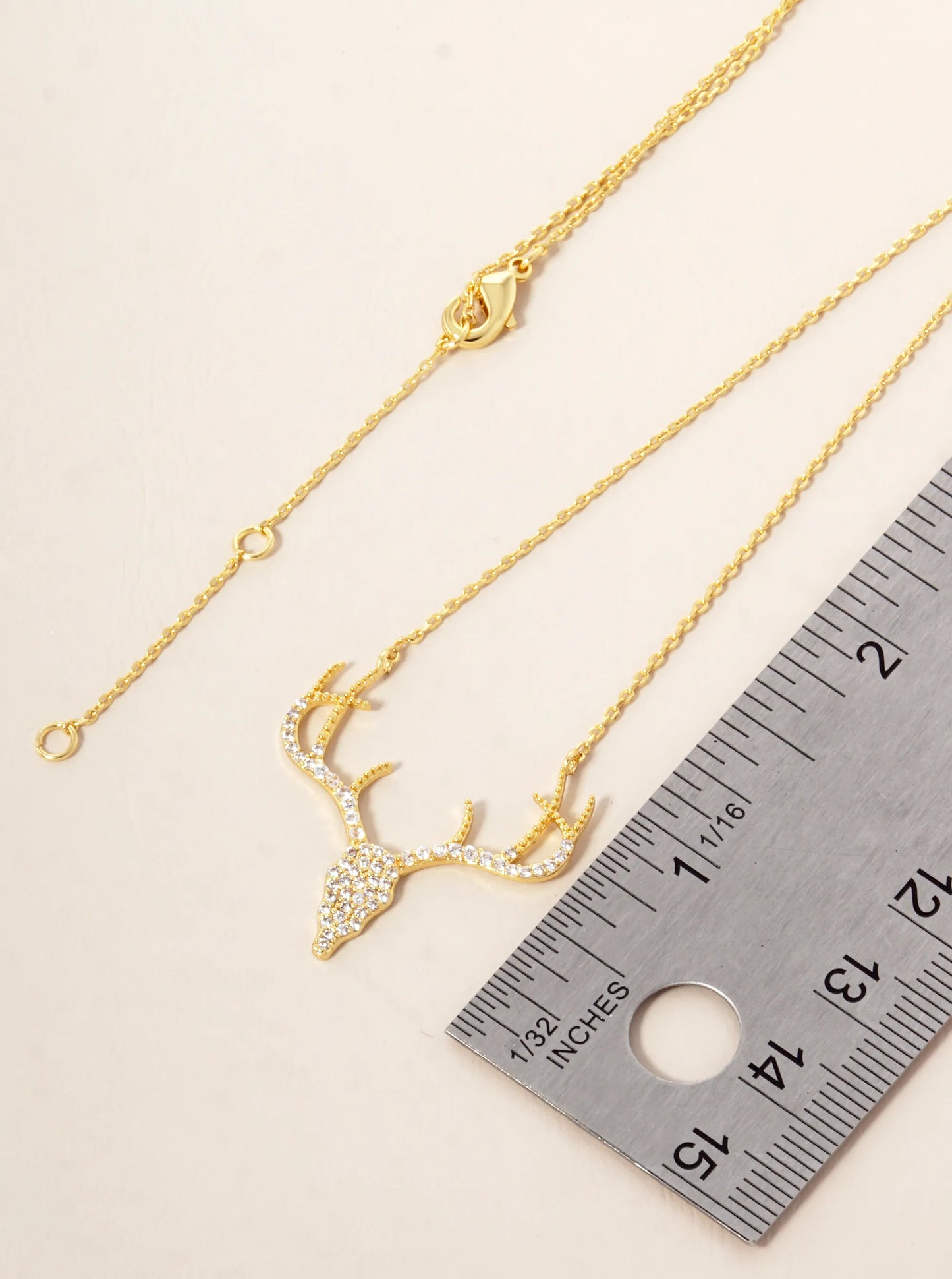 18K Gold Dipped CZ Pave Rudolph Pendant Christmas Necklace