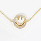18K Gold Dipped CZ Pave Smiley Face Brass Chain Anklet