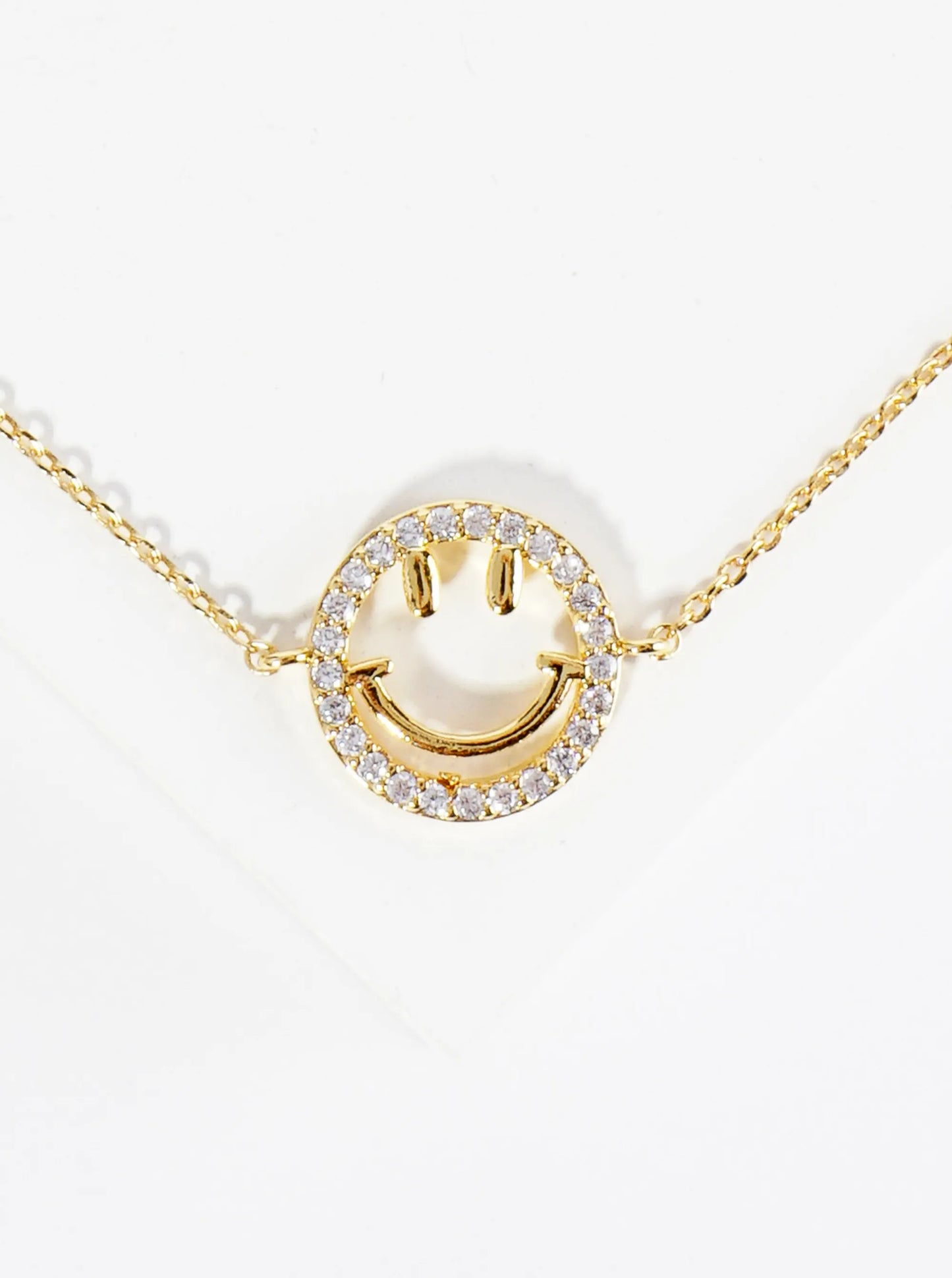 18K Gold Dipped CZ Pave Smiley Face Brass Chain Anklet