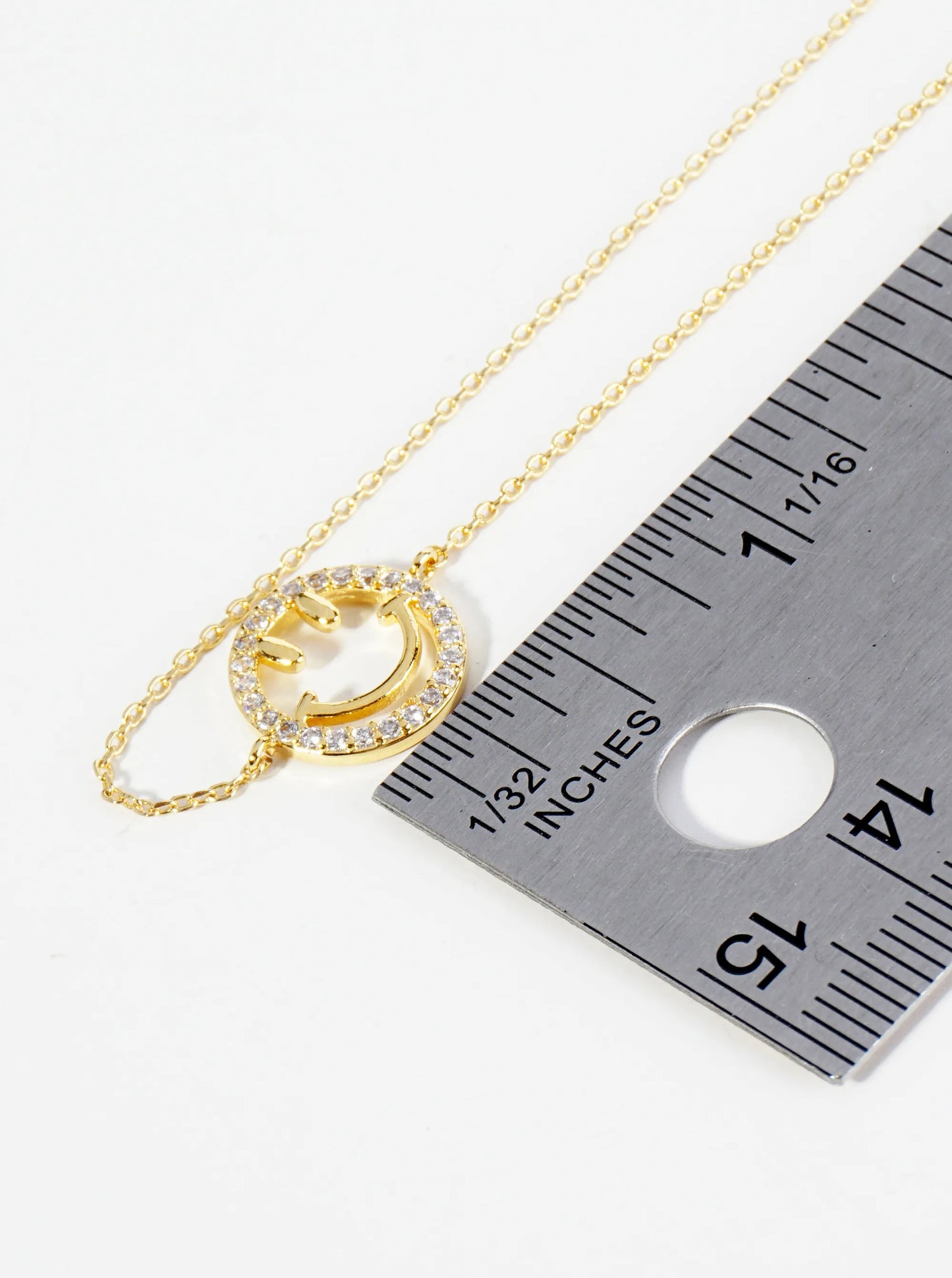 18K Gold Dipped CZ Pave Smiley Face Brass Chain Anklet