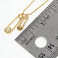 18K Gold Dipped CZ Pave Smiley Face Safety Pin Pendant Necklace