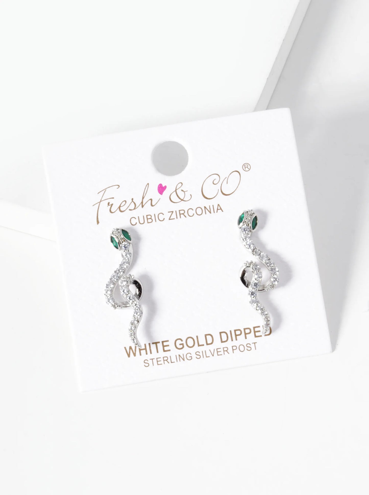 18K Gold Dipped CZ Pave Snake Stud Earrings