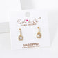 18K Gold Dipped CZ Pave Square Drop Dangle Post Earrings