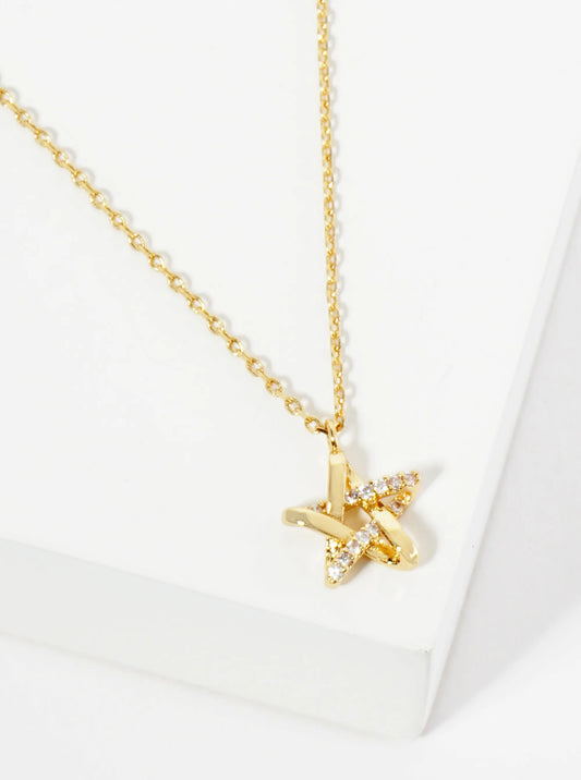 18K Gold Dipped CZ Pave Star Pendant Necklace