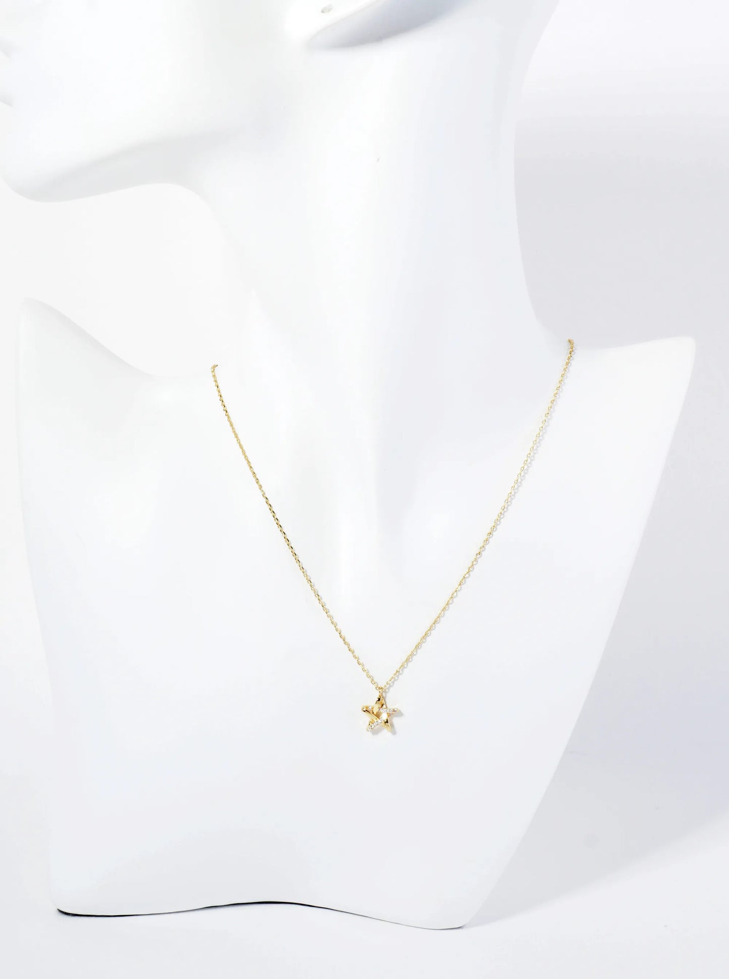 18K Gold Dipped CZ Pave Star Pendant Necklace