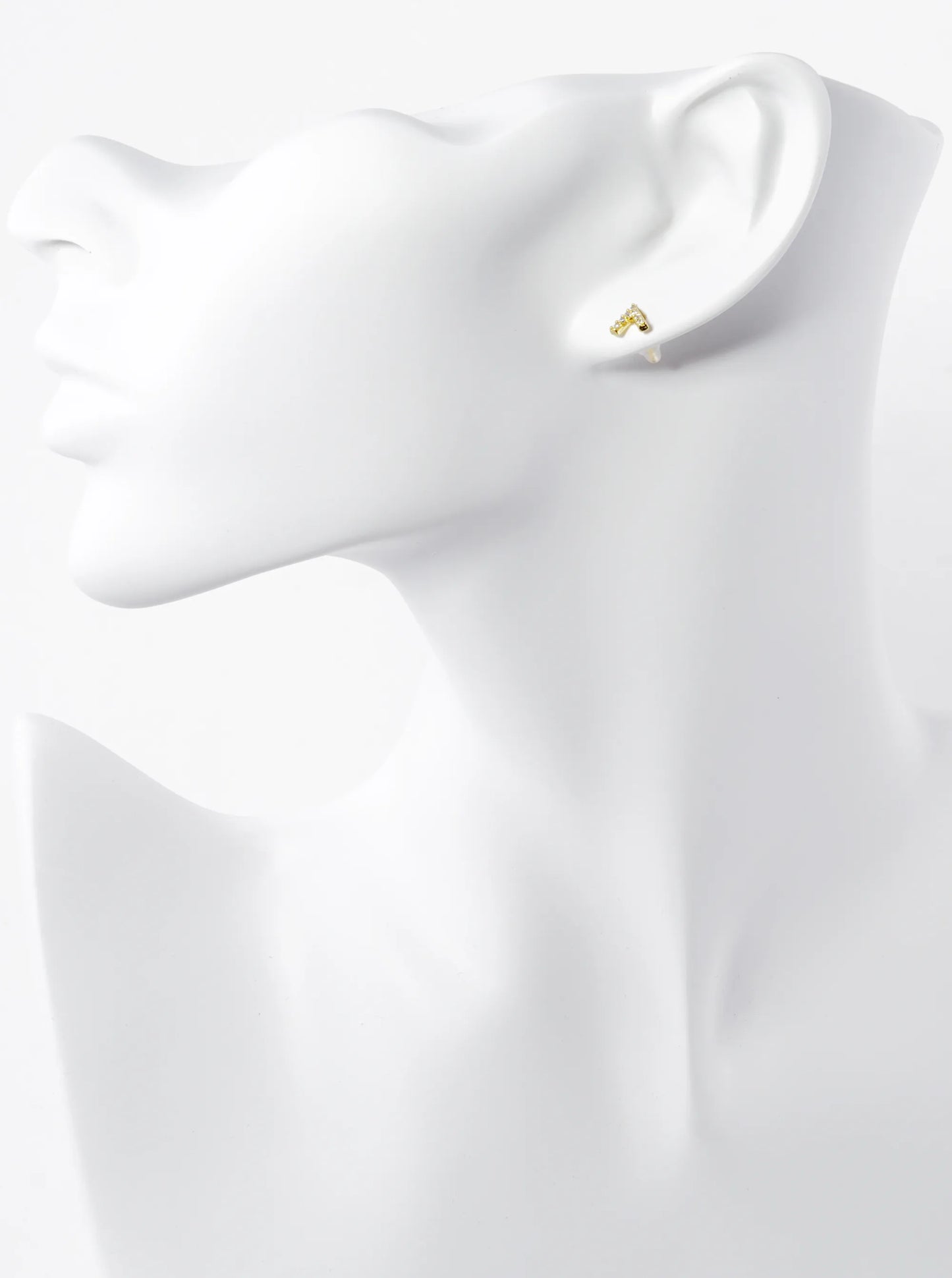 18K Gold Dipped CZ Pave Triangle Shape Stud Earrings