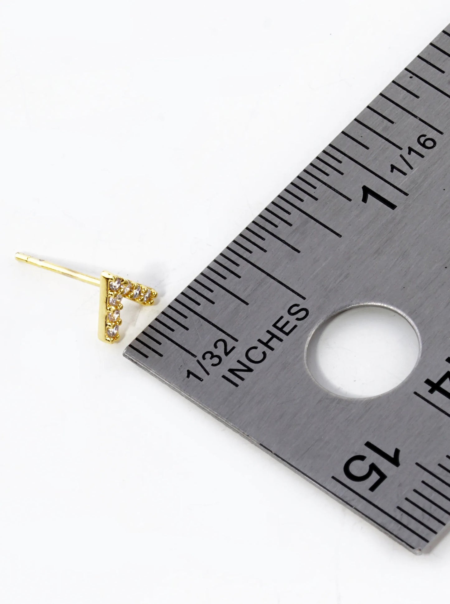 18K Gold Dipped CZ Pave Triangle Shape Stud Earrings