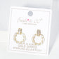 18K Gold Dipped CZ Pearl Beaded Circle Drop Post Earrings