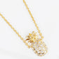 18K Gold Dipped CZ Pineapple Pendant Delicate Necklace