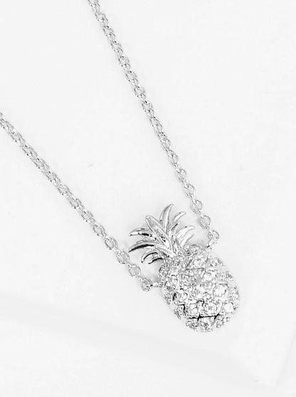 18K Gold Dipped CZ Pineapple Pendant Delicate Necklace